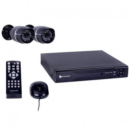 Vidéosurveillance Filaire avec Enregistreur 4 Canaux Livré avec 2 Caméras Extérieures Smartwares