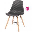 Set of 4 chairs black base oak Vigi KosyForm Polypropylene