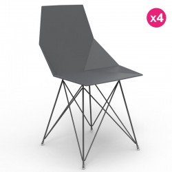 Set of 4 chairs FAZ Vondom stainless steel legs black without armrests