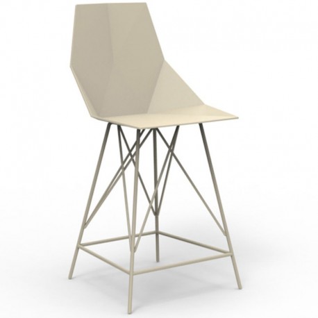 Sgabello alto, 2 pz FAZ VONDOM ecru e metallo con braccioli