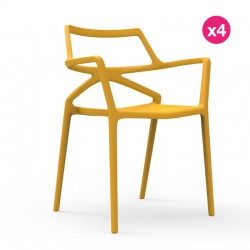 Conjunto de 4 cadeiras Delta Vondom amarelo