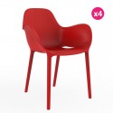 Set von 4 Stühlen Sabinas Vondom Red