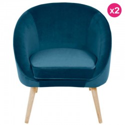 Un sacco di 2 velluto blu e legno sair KosyForm sedie