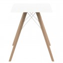 Dining table Vondom Faz Wood white square top and natural oak feet