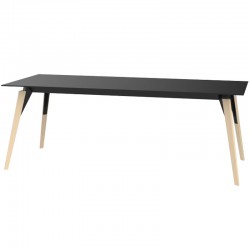 Table Vondom Faz Wood Tray 200x100 Black and Bleached Oak Feet