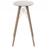 Hoge tafel Vondom Faz Houten Blad Rond Hpl Wit en Zwart Rand met Natuurlijke Eiken Voeten Diameter 60 x H105cm