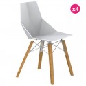 Conjunto de 4 Cadeiras Vondom Faz Wood2 White Feet Oak