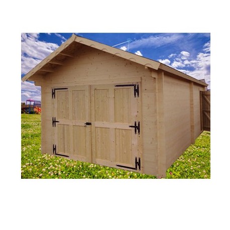 Garagem de madeira maciça Habrita 24,23m2 em tábuas de 60mm