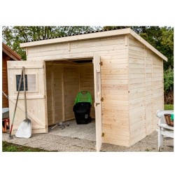 Garden shed Habrita solid wood 25,37 m2 with flat steel roof