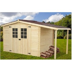 Gartenhaus Holz Habrita 5,06 m2 mit Markise 2.69 m2