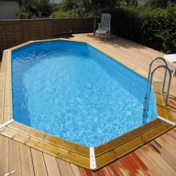 Piscina Madera Ubbink Azura 400x750 H130 Liner Azul