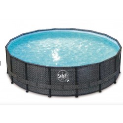 Piscina Swing Elite Round Design ratán 488x122