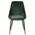 Juego de 2 sillas de comedor de terciopelo verde con base de metal negro Kari KosyForm