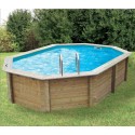 Pool Holz Sonnenwasser 490x300 H120cm Blau Liner Ubbink