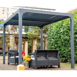 Pérgola bioclimática Habrita Alumium 7,20 m2 con cubierta de lamas móviles