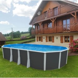 Bovengronds zwembad TOI Ibiza Compact ovaal 730x366x132 met complete antraciet kit
