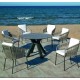 Set dining table and 6 armchairs Valonia Anthracite with Hevea gray rope chairs