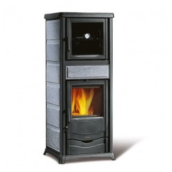 Wood stove with Nordica Extraflame Rossella oven plus 9.1kW Liberty burgundy