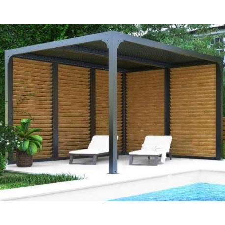 Bioklimatologische pergola Habrita aluminium 2 zijden zuignappen imitatiehout 10,80 m2