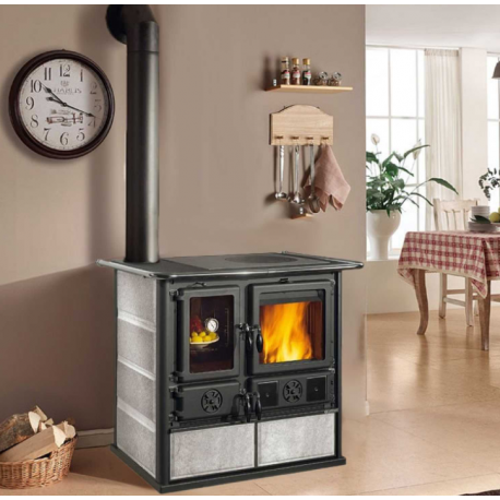 Cuisinière à bois La Nordica Rosa Sinistra Reverse 9kW pierre naturelle