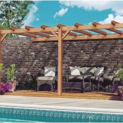 Aangebouwde pergola in ruw hout Palma 5x3m 15m2