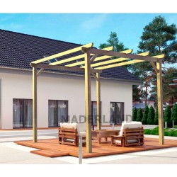 Pérgola independente em madeira maciça Madrid 3x3m 9m2 Pérgola independente em madeira maciça Madrid 3x3m 9m2