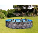 Swimming pool above ground steel TOI Piedra grey round Decoration stone 4 x 0.90 M